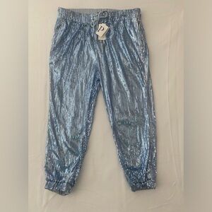 NWT Nina Parker Sequin Pants 1X light blue